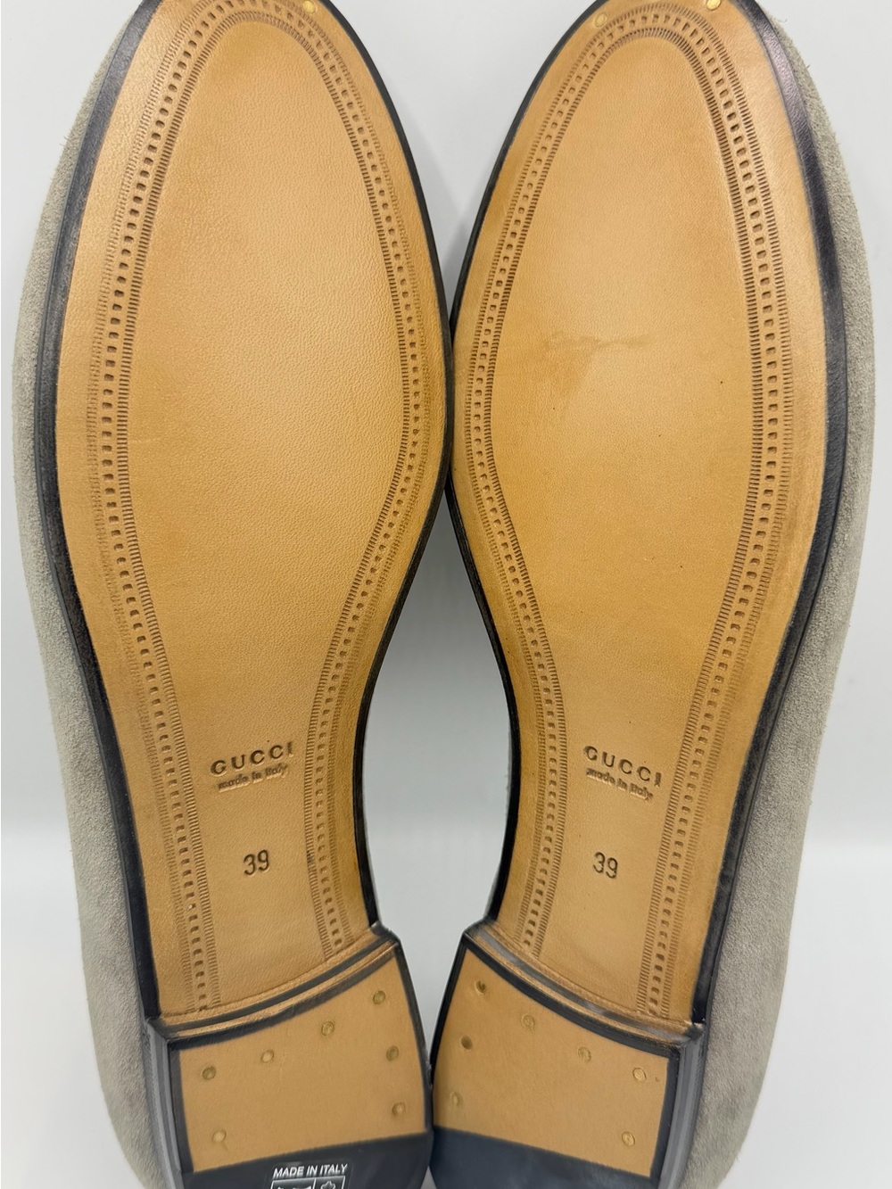 NIB Gucci New Fango Grey Suede Jordaan Horsebit Buckle Loafer Slippers EU 39 - Picture 11 of 14